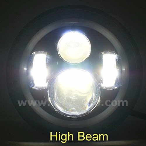 154 7 Inch Led Headlights White Halo Ring Round Harley H4 H13 Projection Daymaker Headlight Fit Davidson 40W@6